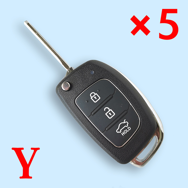 3 Button Flip Remote Key Shell for Hyundai 5pcs