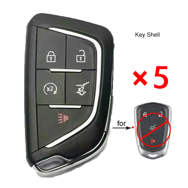 Upgraded Remote Shell Case 5 Button for Cadillac ATS CTS CT6 XTS 2017-2019 FCCID: HYQ2AB HYQ2EB - pack of 5 