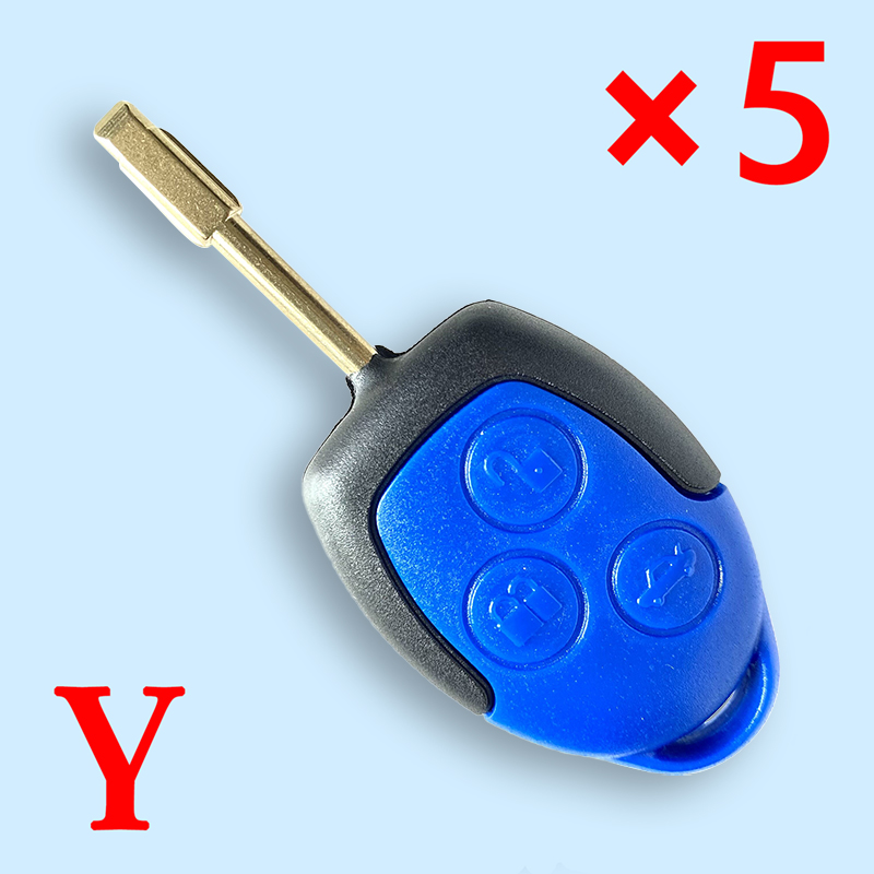 Key Shell for Ford Transit Connect Set 3 Button Blue FO21 Blade Replacement Auto Car Cover Case Fob Remote Key for Ford 5pcs