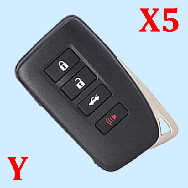 ( Type 2 ) 3+1 Buttons Smart Key Shell for Toyota - Suitable for VVDI Toyota PCB Board - Pack of 5