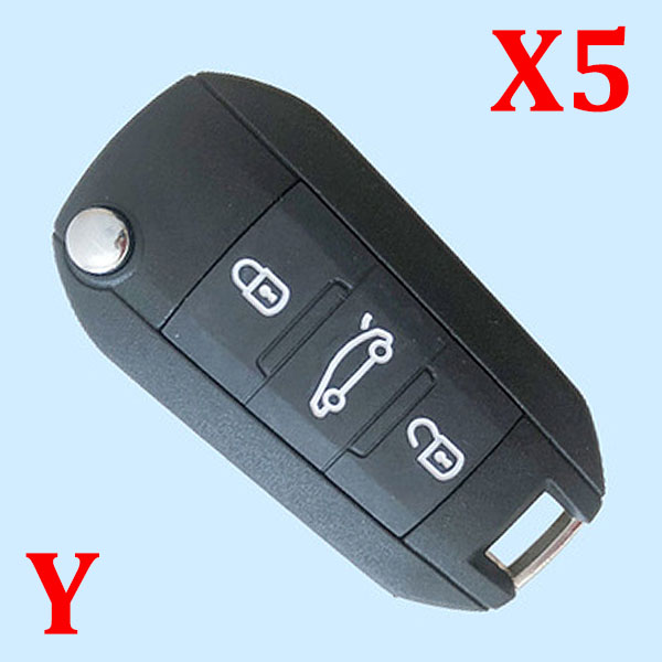 3 Buttons Key Shell with blade for Peugeot  -  Pack of 5