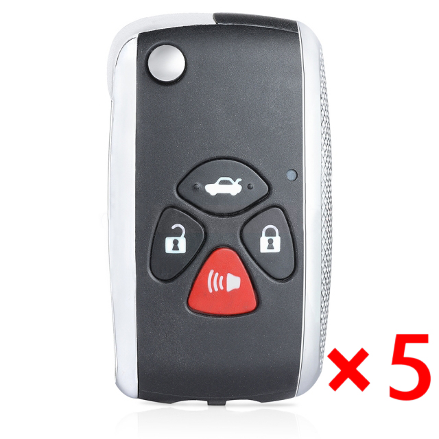 Modified Flip Remote Key Shell Case 4 Button for TOYOTA Camry RAV4 Corolla Yaris- pack of 5 