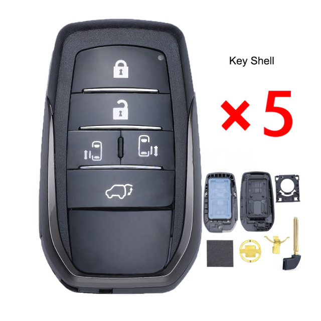 Smart Remote Key Shell Case Fob 5 Button for Toyota Vellfire Alphard Previa- pack of 5 