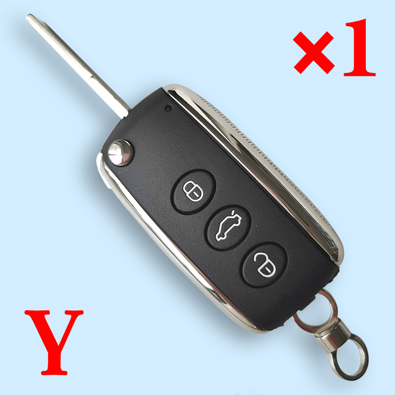 Replacement Folding Remote Key Shell 3 Button for Bentley Bentley Continental GT GTC 2004-2016