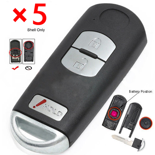Remote Key Fob Shell Case Replacement for Mazda 3 CX-3 CX-5 2+1 Button SKE13D-01 - pack of 5 