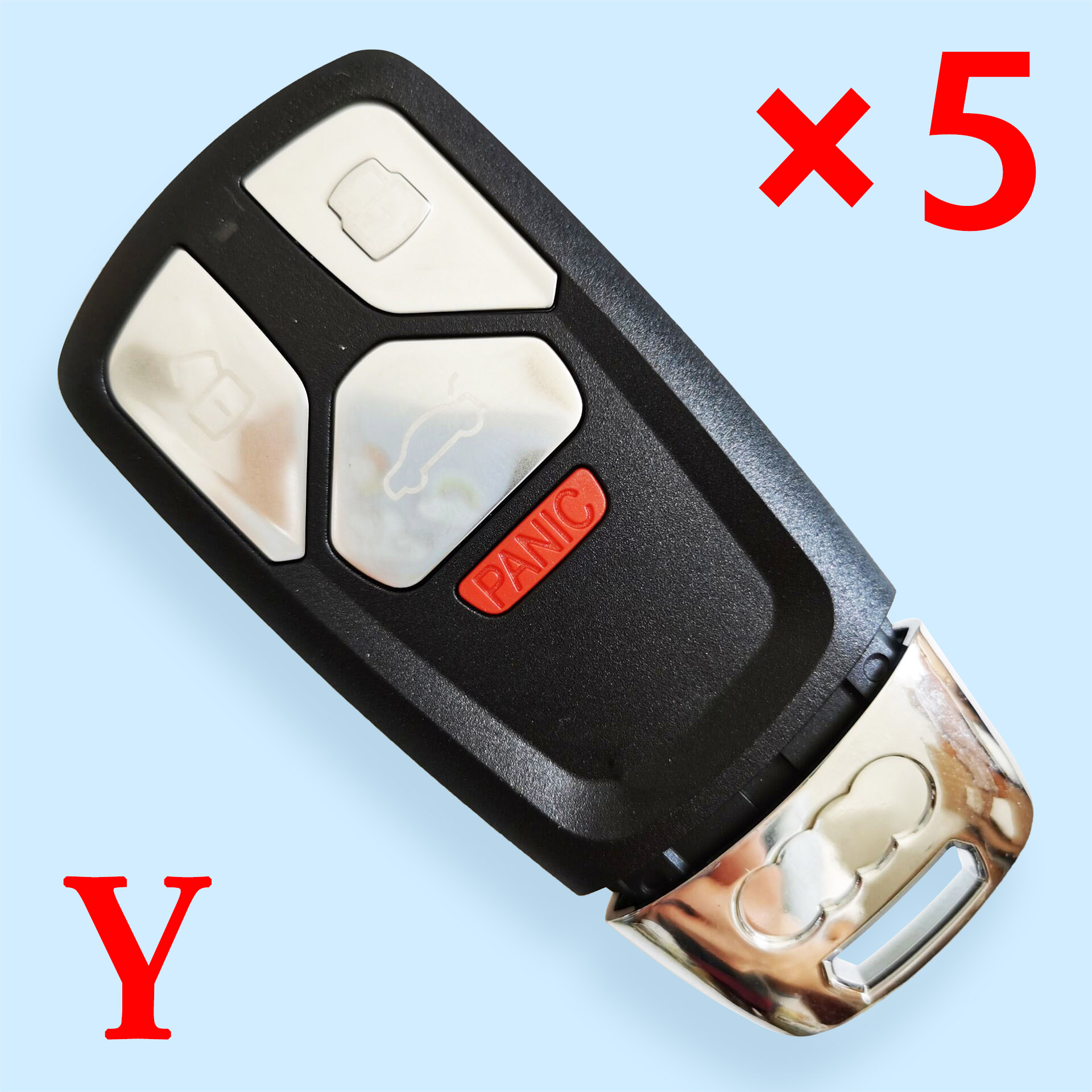 3+1 Buttons Flip Remote Key Shell FOB for Audi TT A4 A5 S4 S5 Q7 SQ7 2017 up - 5 pcs