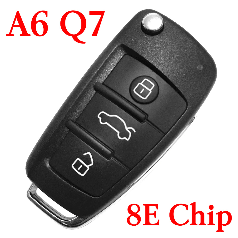 Flip Remote Key for Audi A6 Q7 - 8E Chip - with 315 / 434 MHz Changeable Frequency