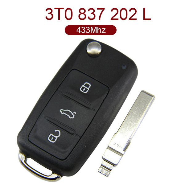 3 Buttons 434 MHz Flip Remote Key for Skoda - 3T0 837 202L