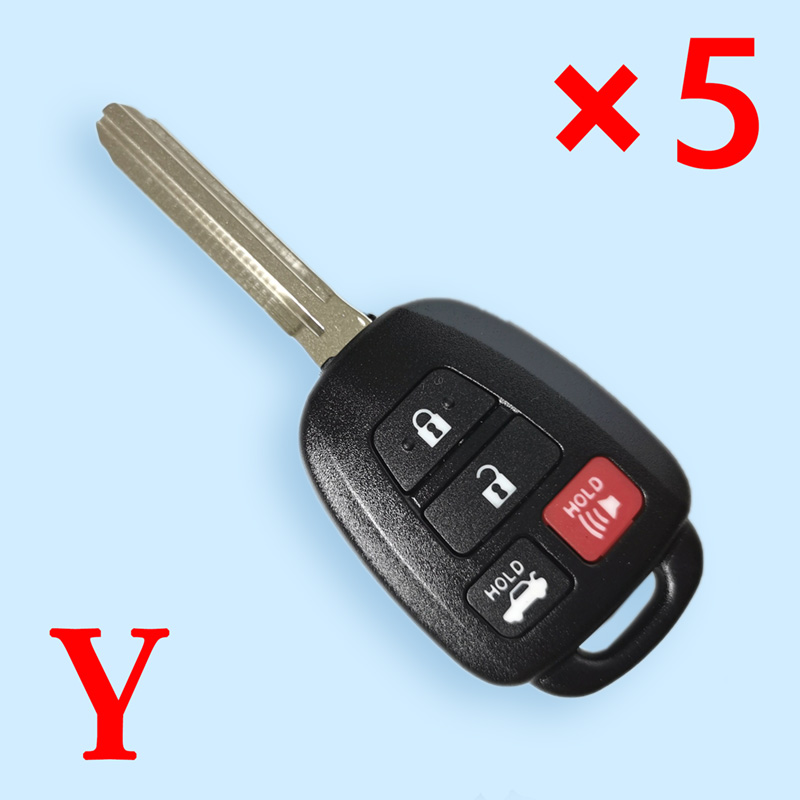 4 Button For Toyota Camry Corolla RAV4 Vios Yaris Car Remote Key Fob Shell Case - Pack of 5