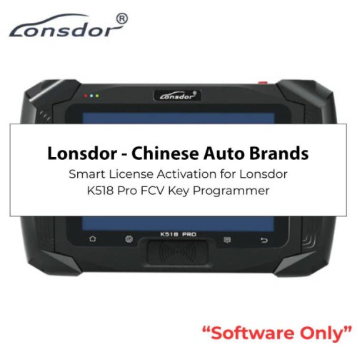 Chinese Auto Brands License CHANGHE/ BRILLIANCE/ HAFEI/ HAWTAI/ CHANGAN/ DONGFENG/ SOUEAST/ ZOTYE/ YEMA/ BESTURN/ PROTON/NETA for Lonsdor K518 Pro FCV