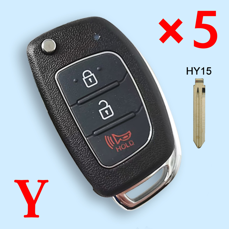 2+1 Button Flip Remote Key Shell Fob for Hyundai Solaris IX35 IX45 Elantra Santa Fe HB20 Verna Solaris HY15 Blade - pack of 5 