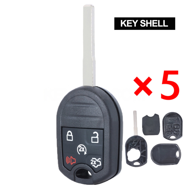 Remote Key Shell Fob 4 Button Replacement for Ford C-Max Escape Focus Fiesta Transit OUC6000022 HU101- pack of 5 