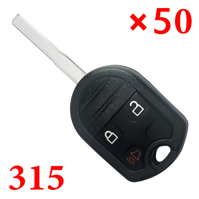 315 MHz 3 Buttons Remote Head Key for Ford Fiesta 2015-2017 - Pack of 50