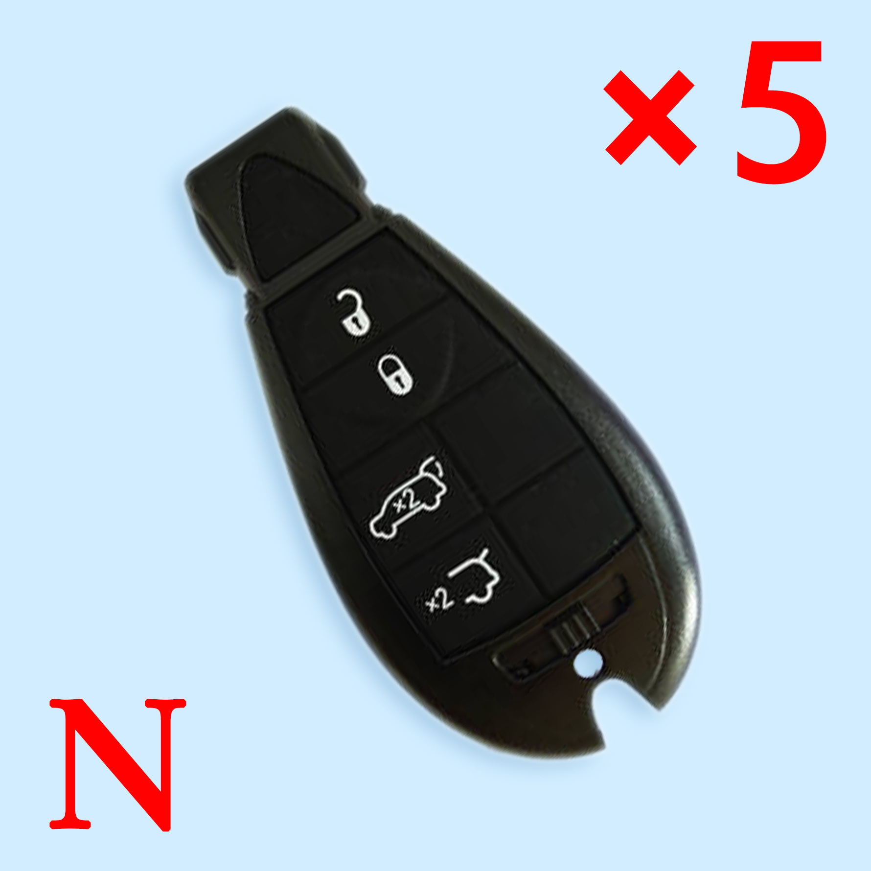 4 Buttons Remote Shell without Panic for Jeep Chrysler Fobik Dodge - Pack of 5