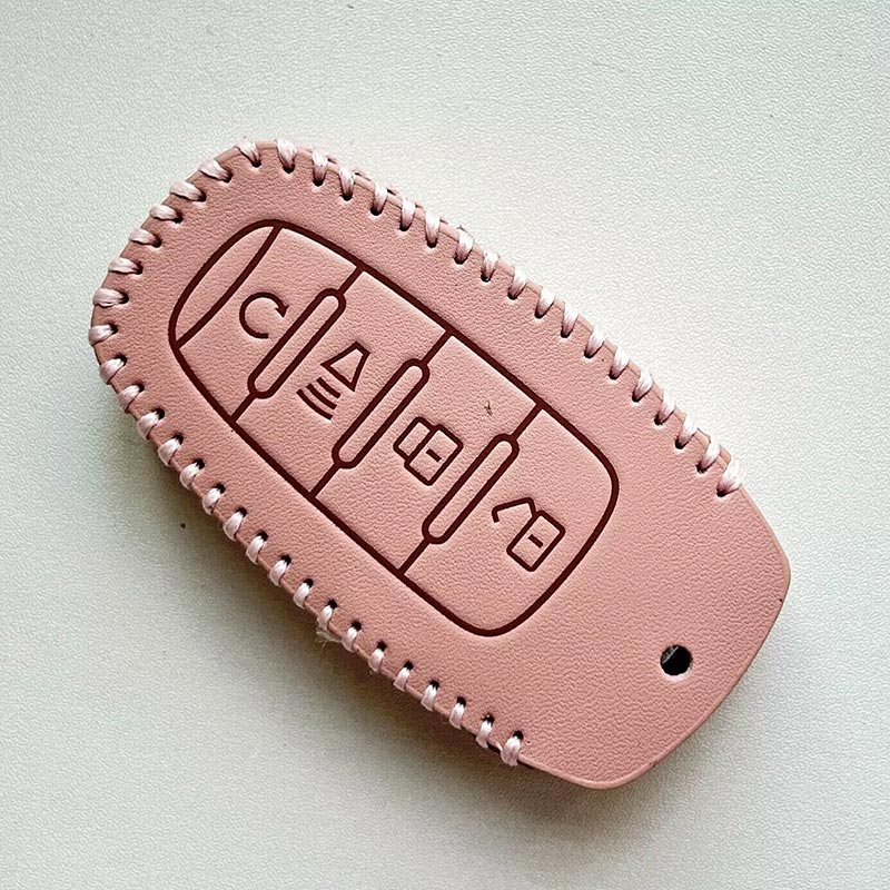 Leather Case for GMC 4 Buttons Pink Smart Card Car Key - 5 Sets