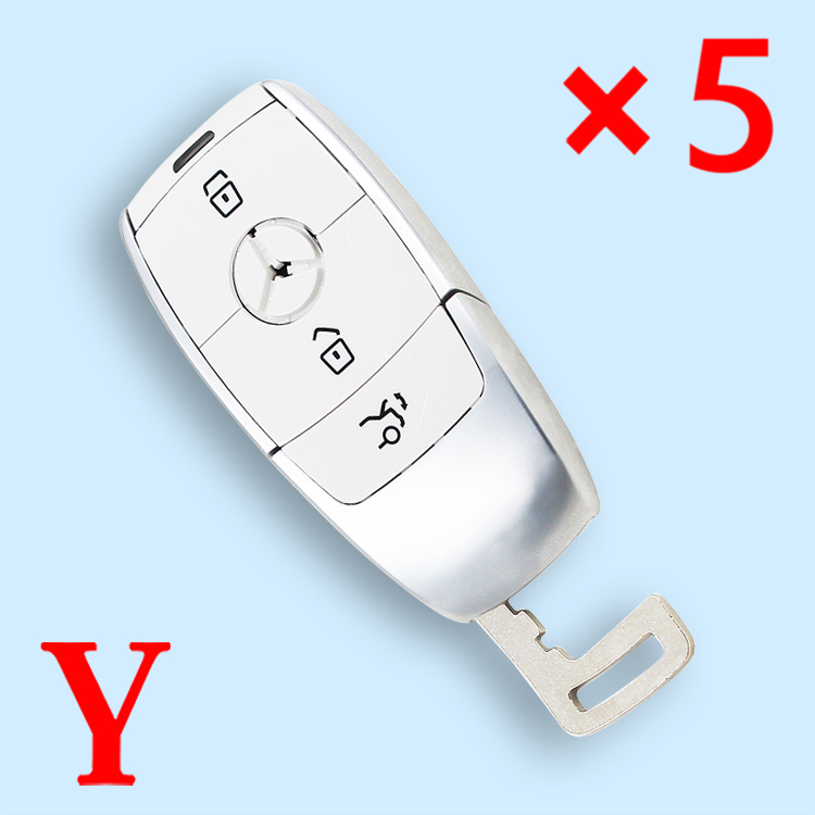 White Smart Remote Key Shell 3 Button for Mercedes-Benz for Mercedes-Benz C200L E300L S320 GLC - Pack of 5