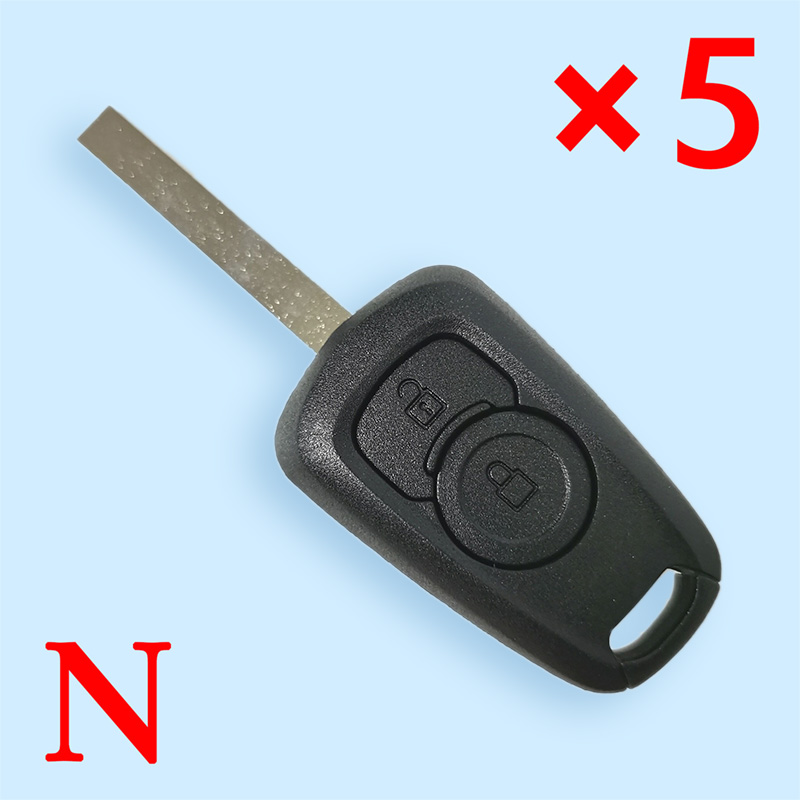 2 Buttons Remote Key Shell for Opel Vauxhallo Astra K with HU100 Blade - 5pcs