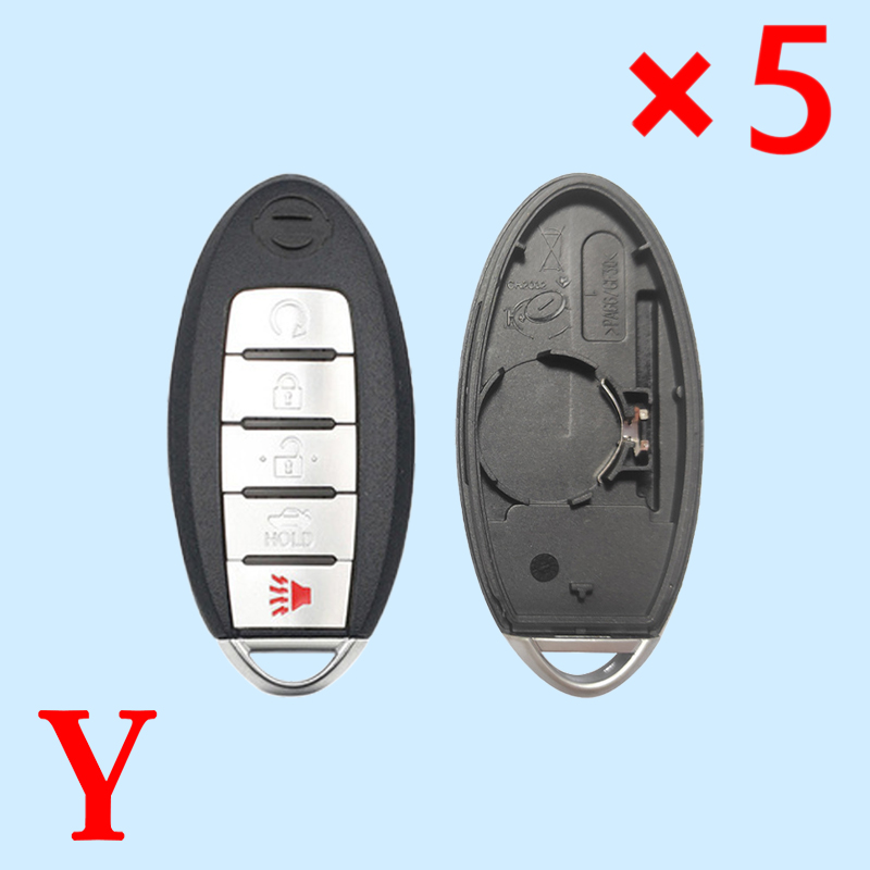 4+1-Button Key Shell for New Nissan QUEST/Patrol with left Battery Holder - Pack of 5