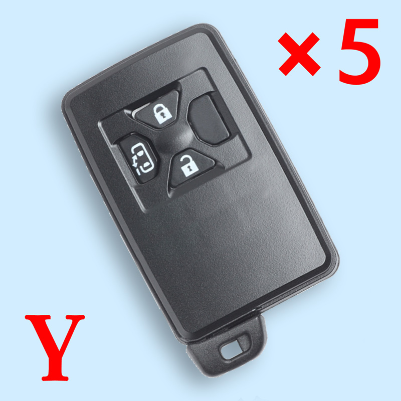 Replacement Smart Card Remote Key Shell Case Fob 4 Button for Toyota Model B- pack of 5 