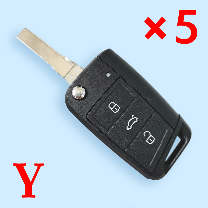 3 Button Flip Folding Replacement Metal Side Cover Case Fob Modified Auto Car Key Shell for VW Golf 7 MK7 Skoda Seat  5pcs