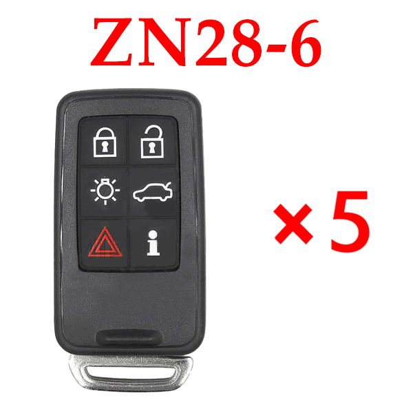 KYDZ Universal Smart Remote Key Volvo Type 6 Buttons ZN28-6 - Pack of 5