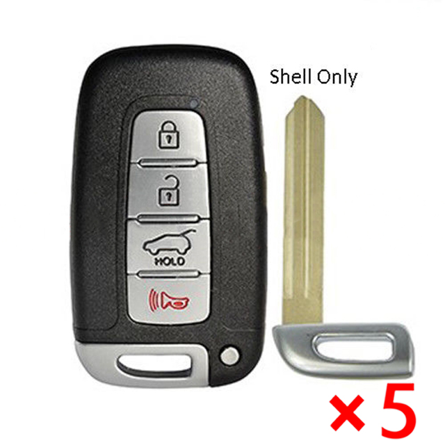 Replacement Smart Remote Key Shell Case Fob 4 Button for Hyundai Kia FCC: SY5HMFNA04 - pack of 5 