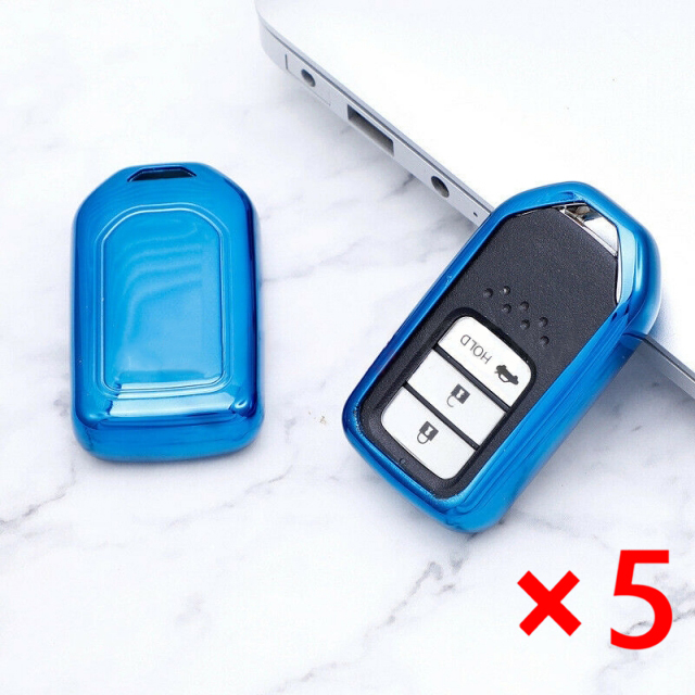 5PCS/Lot TPU Remote Key FOB Cover Protective Case Holder for Honda Accord Civic CR-V Fit-Blue Color