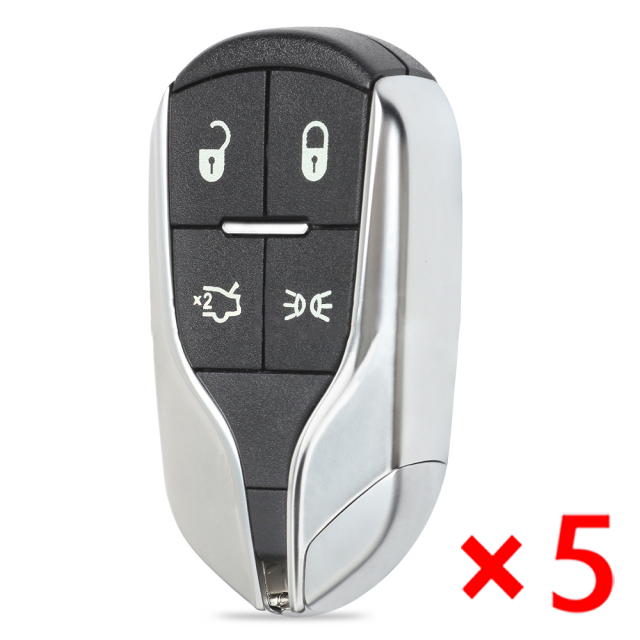 Replacement Smart Remote Key Shell Case 4 Button Light Button for Maserati - FCC: M3N-7393490 - pack of 5 