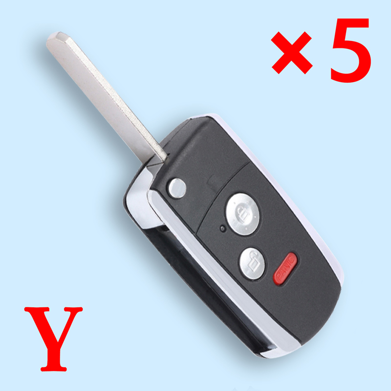 2+1 Button Flip Remote Key Shell Fob for Honda Civic Ridgeline Fit- pack of 5 