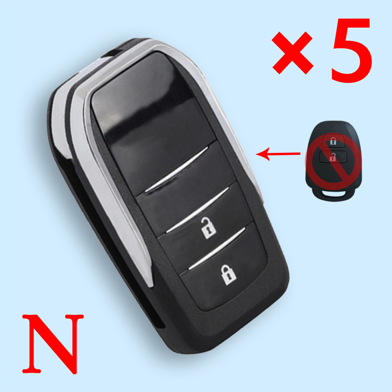 Upgraded Flip Remote Shell Case Fob TOY43 2 Button for Toyota Alvon Camry Corolla RAV4 Venza Yaris B71TA- pack of 5 