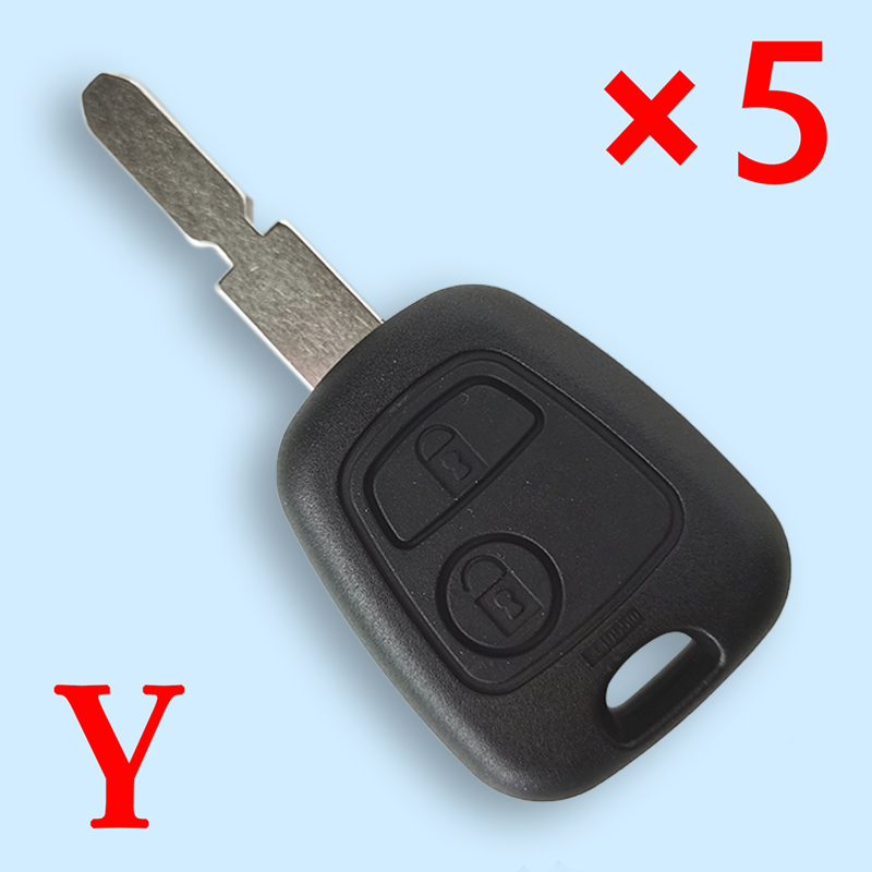 Remote Key Shell 2 Buttons for Peugeot No Logo - pack of 5 