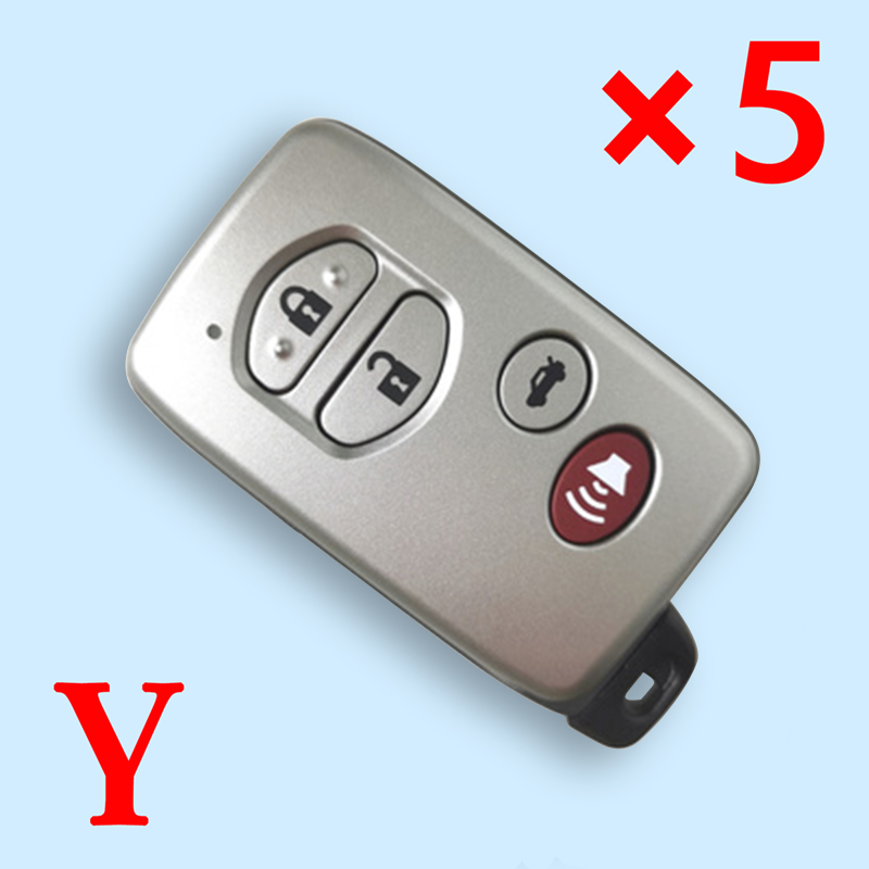 3+1/4 Buttons Smart Key Shell for Toyota - Pack of 5