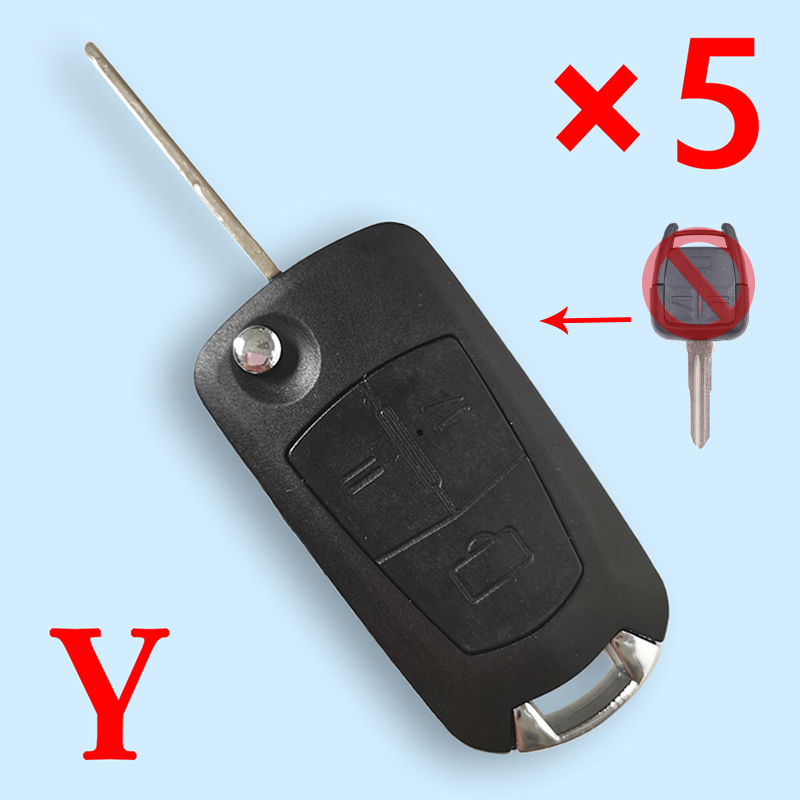 Modified Flip Remote Key Shell 3 Button for Opel HU46 - pack of 5 