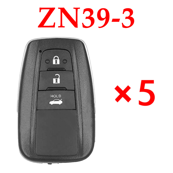 KYDZ Universal Smart Remote Key Toyota Type 3 Buttons ZN39-3 - Pack of 5