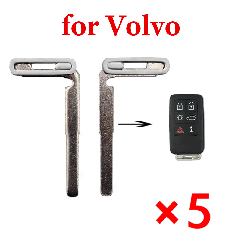 Uncut Insert Emergency Key Blade for Volvo S60 S80 V60 XC60 XC70 - pack of 5