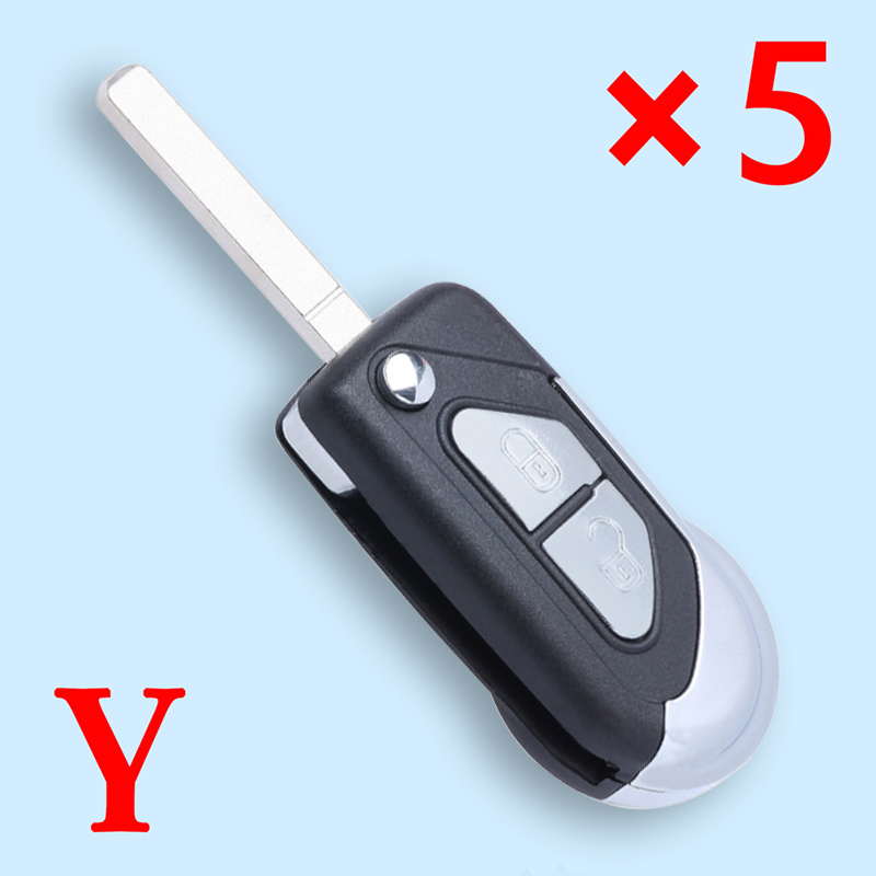 Replacement Folding Flip Key Remote Key Shell Case 2 Button for Citroen C3 DS3 VA2 Blade - pack of 5 