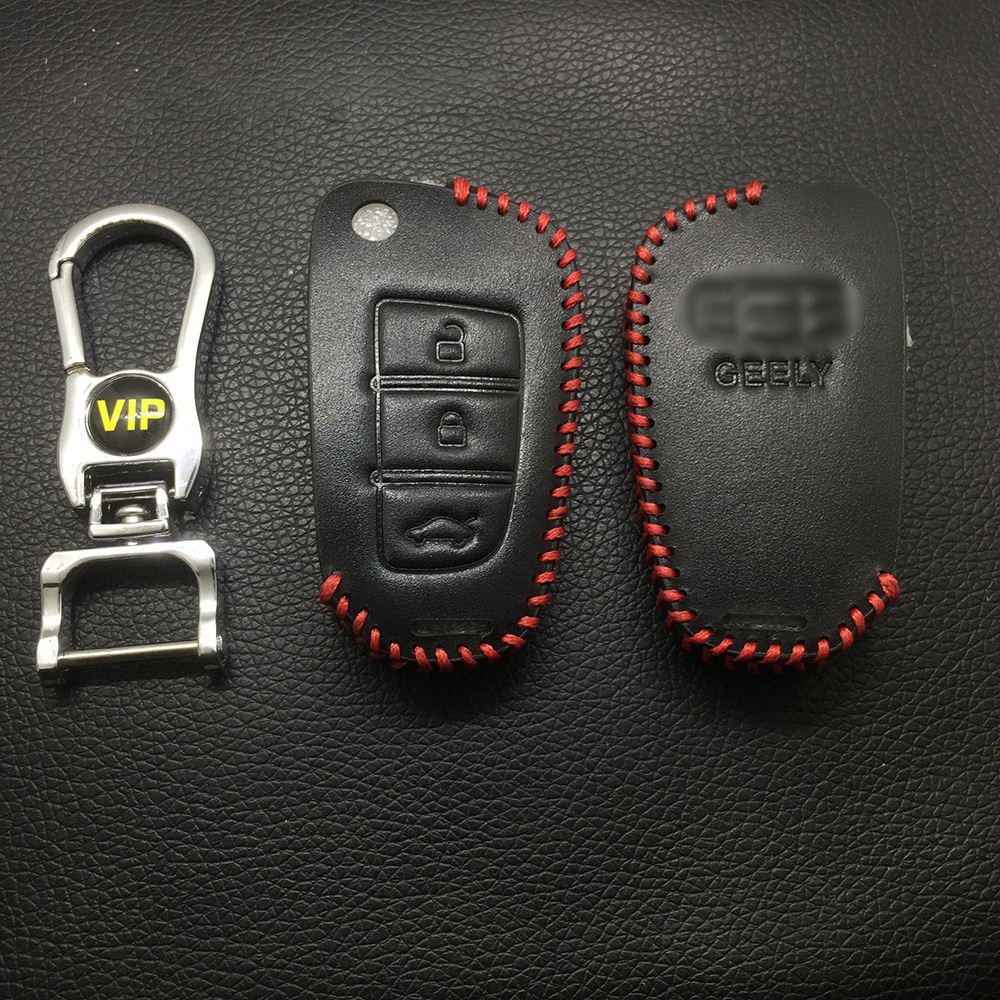 Leather Case for Geely 3 Buttons Folding Car Key - 5 Sets