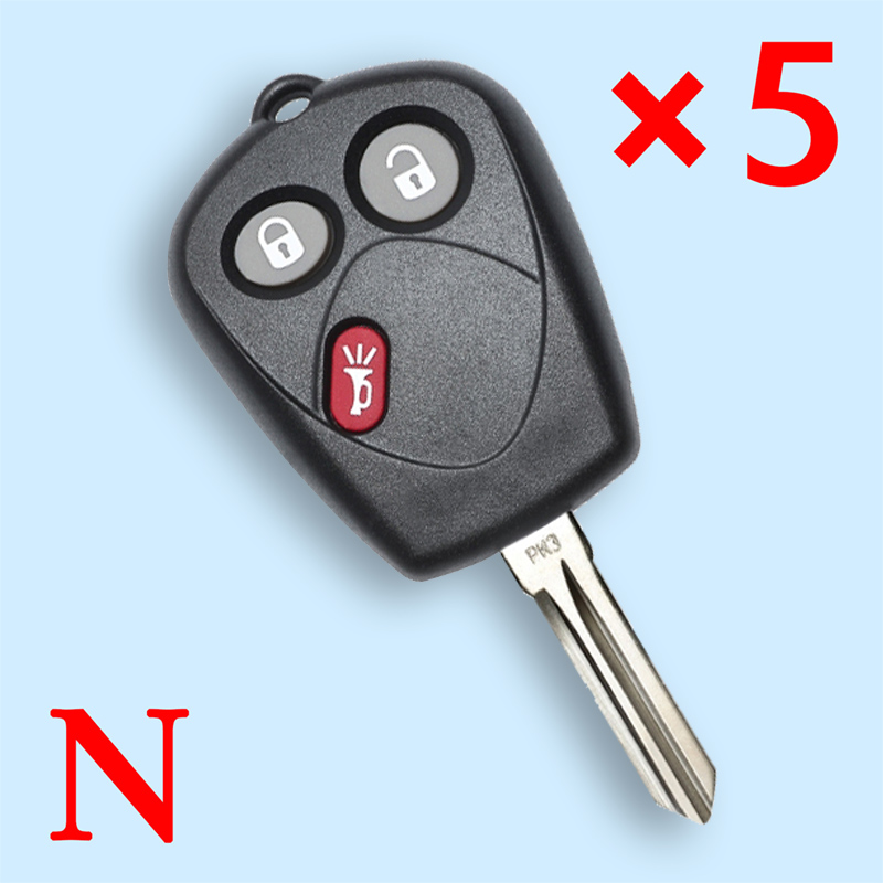 Remote Key Shell Case Fob 3 Button for SAAB 9-7X 9-7, SFU1008552 - pack of 5 