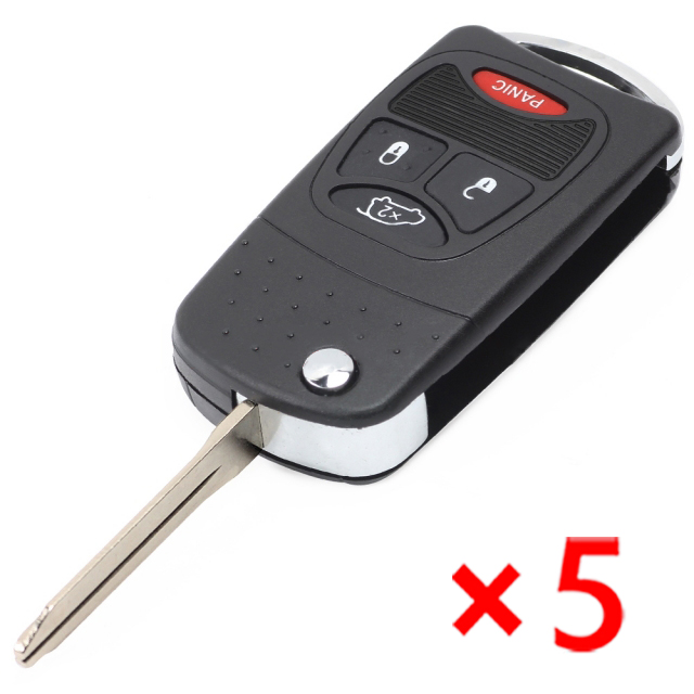 Modified Flip Remote Key Shell 3+1 Button for Chrysler- pack of 5 