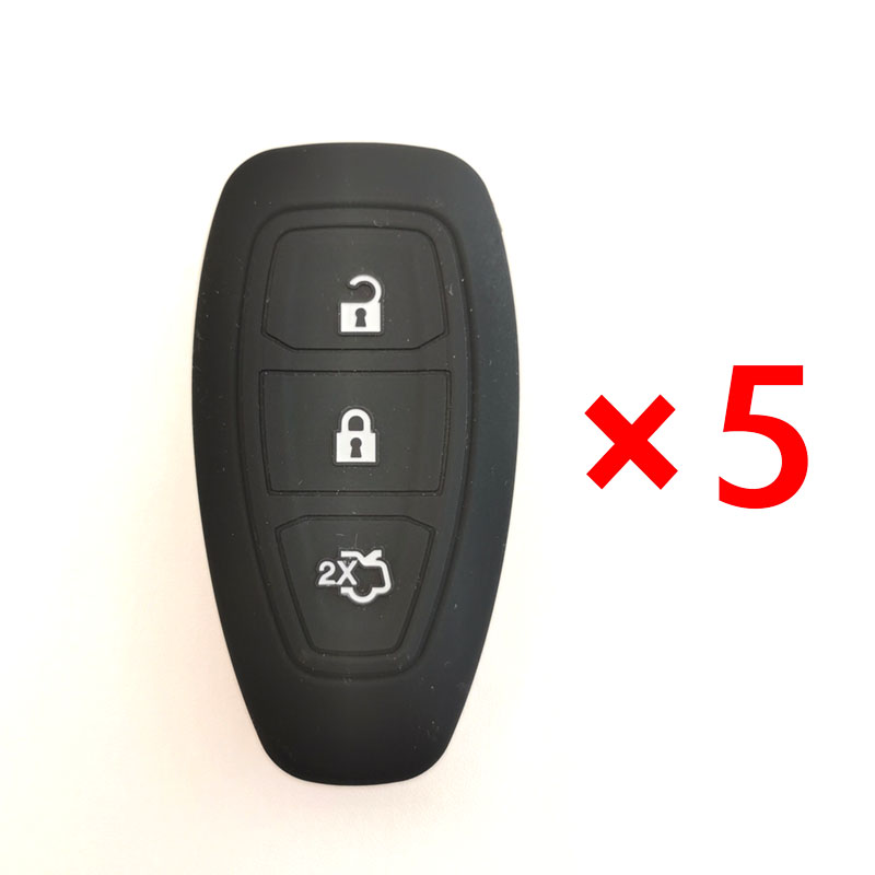 3 Buttons Silicone Key Cover for Ford - Pack of 5