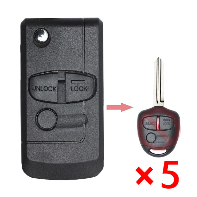Modified Remote Key Shell 3 Button For Mitsubish Lancer Outlander Colt Mirage - pack of 5 