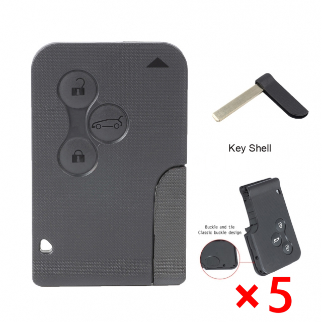 Smart Remote Key Shell 3 Button for Renault Megane Scenic (No Need Ultrasound) - pack of 5 