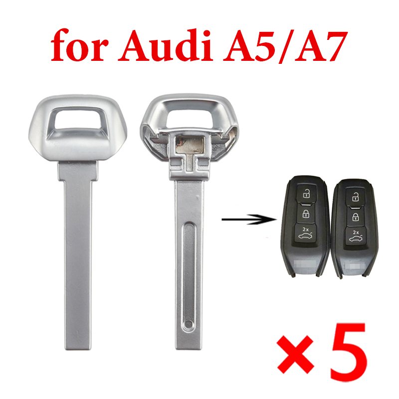 New Audi A5/A7 Smart Card Mini Key for Audi New A7/A5 Remote Control Mechanical Emergency Key Blank - Pack of 5