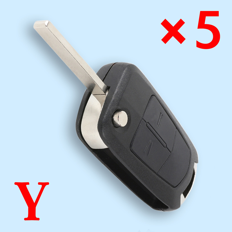 Flip Remote Key Shell 2 Button for Opel HU100 - pack of 5 