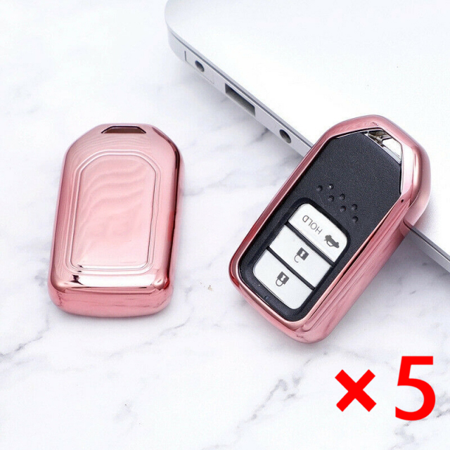 5PCS/Lot TPU Remote Key FOB Cover Protective Case Holder for Honda Accord Civic CR-V Fit-Pink Color
