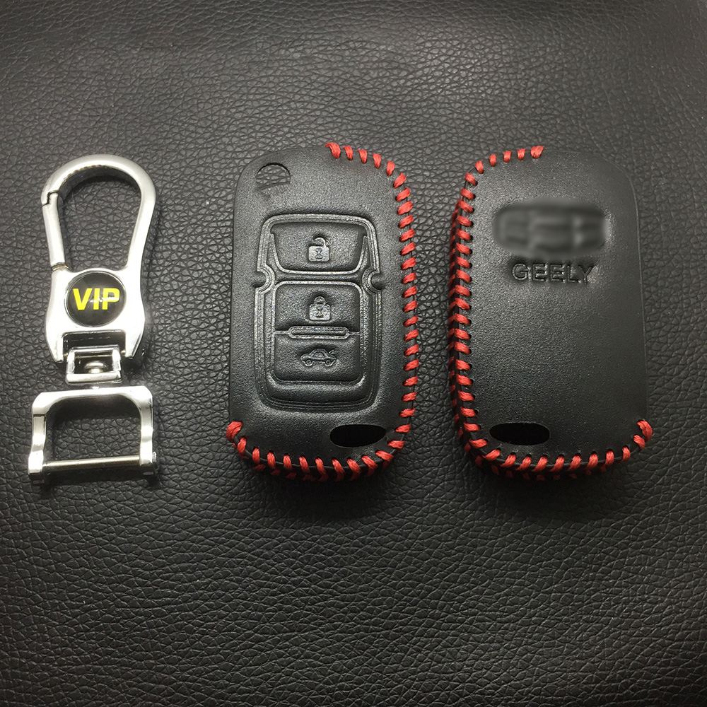 Leather Case for Geely Cross 3 Buttons Folding Car Key - 5 Sets
