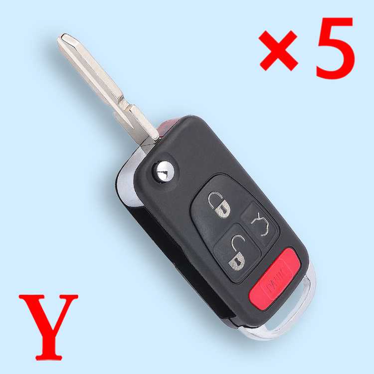 Flip Remote Key Shell 3+1 Button for Mercedes-Benz C E ML S HU39 Blank Blade - Pack of 5