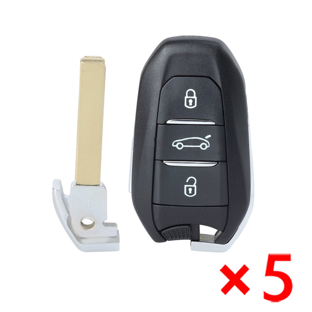 Smart Remote Car Key Shell 3 Buttons Fob for Peugeot 5008 508 2020 2021 VA2 Blade - pack of 5 