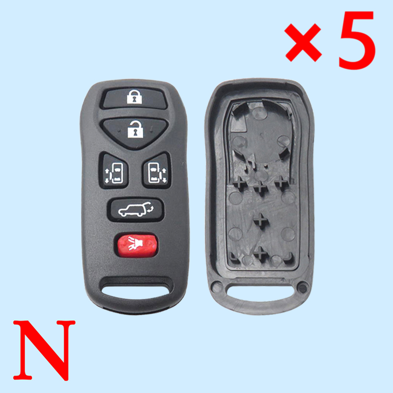 Remote Key Shell 6 Button for Nissan Quest 2004-2009 - Pack of 5