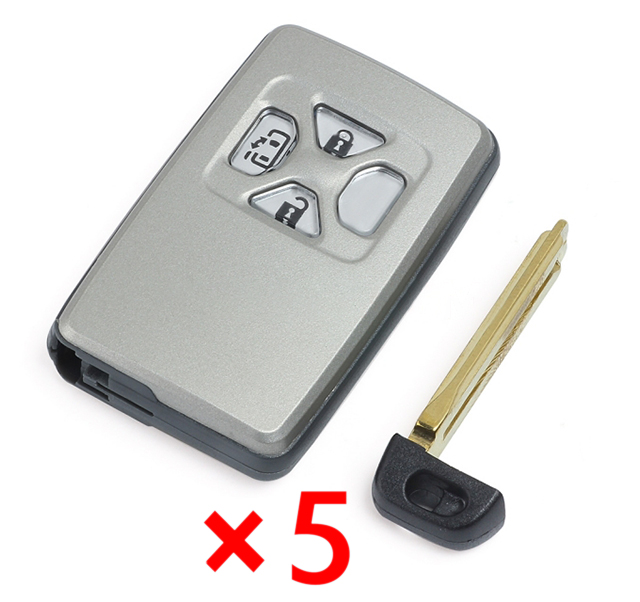 Replacement Smart Card Remote Key Shell Case Fob 3 Button for Toyota Model B- pack of 5 
